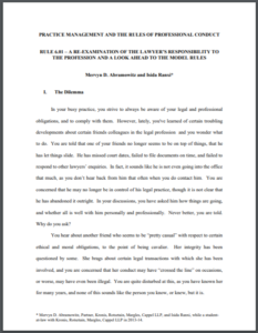Practice Management And The Rules Of Professional Conduct